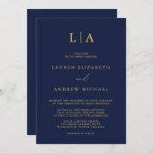 Minimalistische Hochzeit von Navy Blue Sunflower M Einladung (Vorne/Hinten)