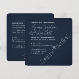 Minimalistische Hochzeit von Navy Blue und White Einladung