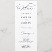 Minimalistische Hochzeit von Navy Blue & White Programm (Vorderseite)