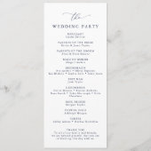 Minimalistische Hochzeit von Navy Blue & White Programm (Rückseite)