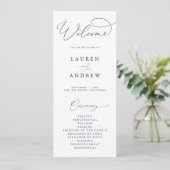 Minimalistische Hochzeit von Navy Blue & White Programm (Stehend Vorderseite)
