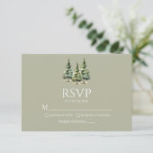 Minimalistische Hochzeit von Pinienbäumen RSVP Karte (Stehend Vorderseite)