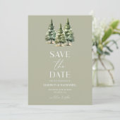 Minimalistische Hochzeit von Pinienbäumen Save The Date (Stehend Vorderseite)