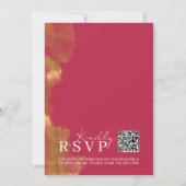 Minimalistische Hochzeit von Rot-Magenta Einladung (Rückseite)