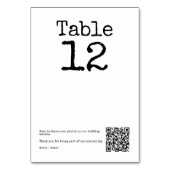 Minimalistische Hochzeit von Schreibmaschinen mit  Tischnummer (Rückseite)