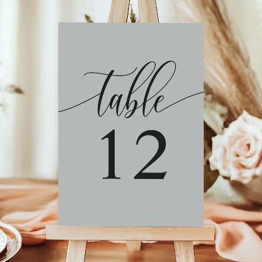 Minimalistische Hochzeit von weichem Grau Tischnummer