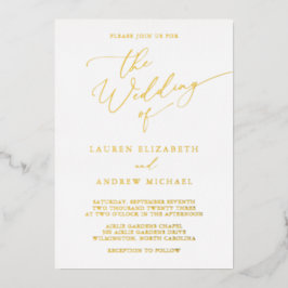 Minimalistische Hochzeit von White and Gold Foil M Folieneinladung