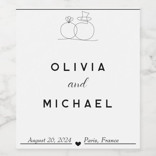 Minimalistische Hochzeit Weinetikett (Einzelnes Label)