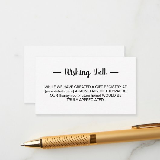 Minimalistische Hochzeit wünschend gut Begleitkarte (Vorderseite/Rückseite Beispiel)