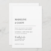 Minimalistische Hochzeit zeitgenössischer Monogram Einladung (Vorne/Hinten)