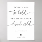 Minimalistische Hochzeit zu haben und trinken Sign Poster (Vorne)