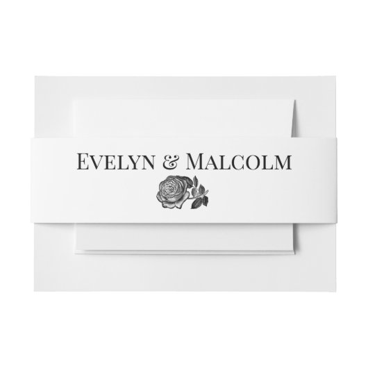 Minimalistische Hochzeit zwischen Schwarz und Weiß Einladungsbanderole (Vorderseite Beispiel)