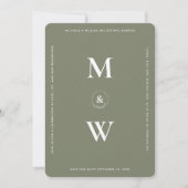 Minimalistische Hochzeitbudget Monogram Sage Moder Save The Date (Vorderseite)