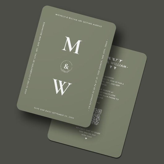 Minimalistische Hochzeitbudget Monogram Sage Moder Save The Date