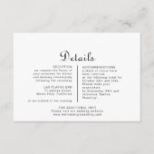 Minimalistische Hochzeitdetails Begleitkarte (Vorderseite)