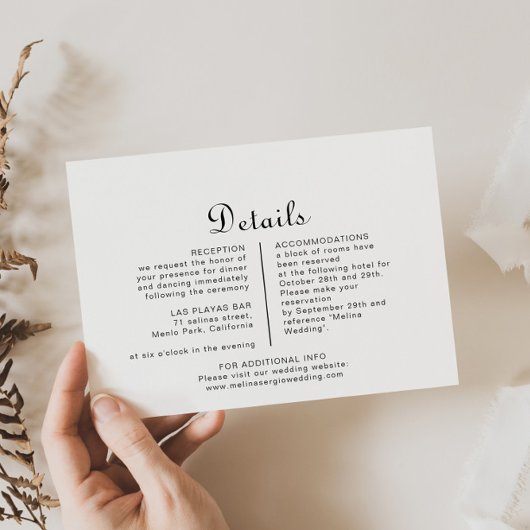 Minimalistische Hochzeitdetails Begleitkarte