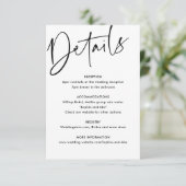 Minimalistische Hochzeitdetails Begleitkarte (Stehend Vorderseite)