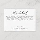 Minimalistische Hochzeitdetails Informelle Skripte Begleitkarte (Vorderseite)