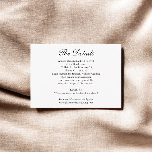 Minimalistische Hochzeitdetails mit Foto Begleitkarte