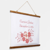 Minimalistische Hochzeiten in Rot und Weiß Wandteppich Mit Holzrahmen (Gewinkelt)