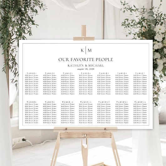 Minimalistische Hochzeiten mit 14 Tischplakaten Poster