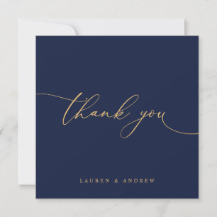 Minimalistische Hochzeiten von Navy Blue und Gold Dankeskarte
