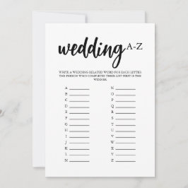 Minimalistische Hochzeitkarte A-Z Einladung