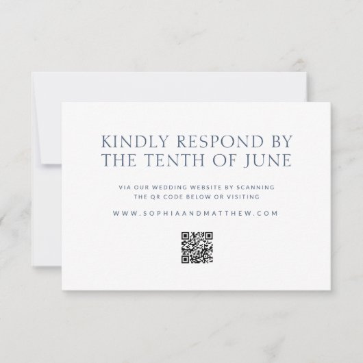 Minimalistische Hochzeitkarte mit QR-Code RSVP Karte (Vorderseite)