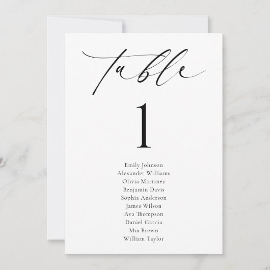 Minimalistische Hochzeitkarten-Tischnummer Einladung (Vorderseite)