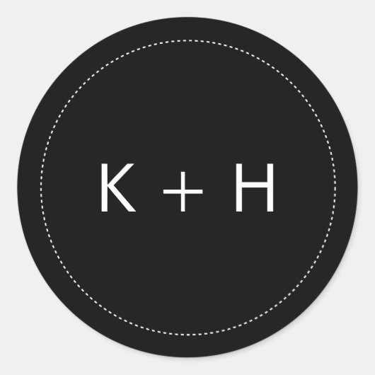 Minimalistische Hochzeitmonogramm Runder Aufkleber (Vorderseite)