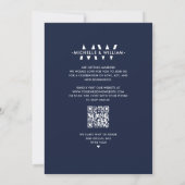 Minimalistische Hochzeitmonographie Dunkle Marine Save The Date (Rückseite)
