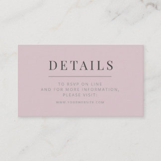 Minimalistische Hochzeits-Details Karte Dusky Rose