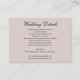 Minimalistische Hochzeits-Details mit Foto Begleitkarte