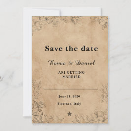 Minimalistische Hochzeits-Einladung mit floralen E Einladung