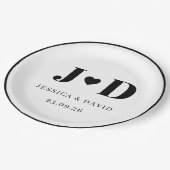 Minimalistische Hochzeits- Monogramm-Personalisier Pappteller (Schrägansicht)
