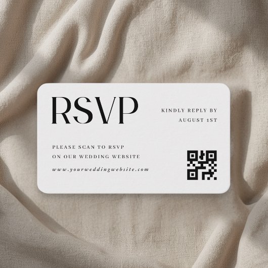 Minimalistische Hochzeits-QR-Code-RSVP Begleitkarte