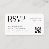 Minimalistische Hochzeits-QR-Code-RSVP Begleitkarte (Vorderseite)