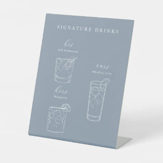 Minimalistische Hochzeits-Signature-Drinks Sockelschild