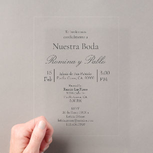 Minimalistische Hochzeitsacrylat-Einladung Acryleinladungen