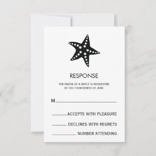 Minimalistische Hochzeitsantwortkarte mit Seestern RSVP Karte