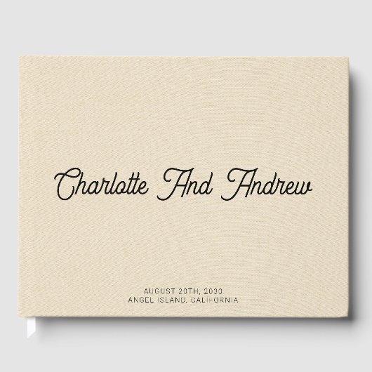 Minimalistische Hochzeitscreme-Imitate Gästebuch (Vorderseite)