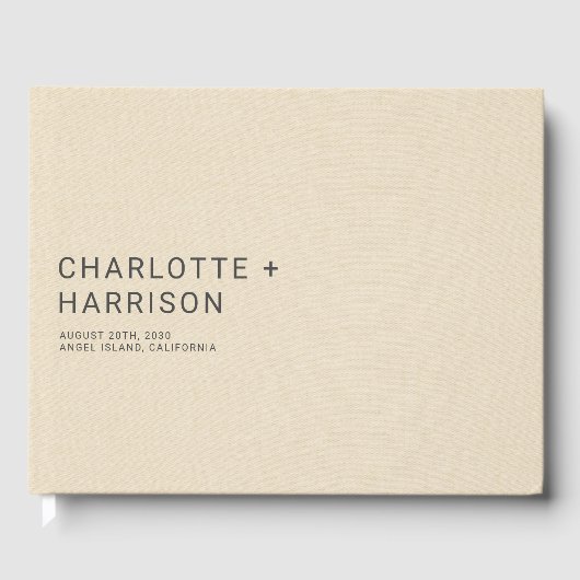 Minimalistische Hochzeitscreme-Imitate Gästebuch (Vorderseite)