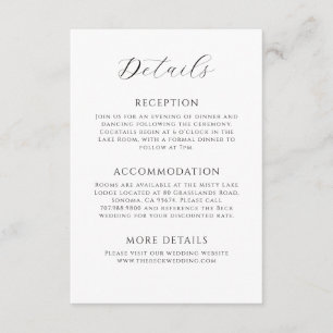 Minimalistische Hochzeitsdetails Begleitkarte