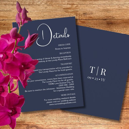 Minimalistische Hochzeitsdetails Begleitkarte