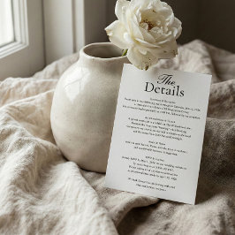Minimalistische Hochzeitsdetails Foto Weiß Begleitkarte