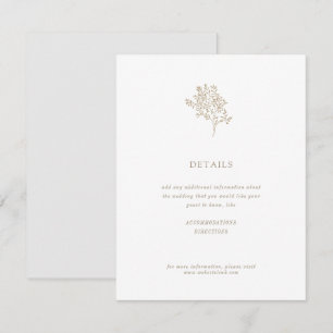 Minimalistische Hochzeitsdetails für Olivenbaum    Begleitkarte
