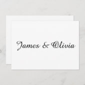 Minimalistische Hochzeitsdetails in Schwarz und We Einladung (Vorne/Hinten)