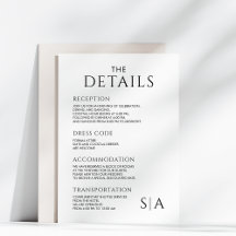 Minimalistische Hochzeitsdetails Karte Modernes Ge