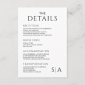 Minimalistische Hochzeitsdetails Karte Modernes Ge (Vorderseite)
