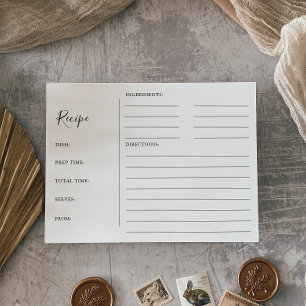 Minimalistische Hochzeitsdusche-Rezeptkarten Postkarte